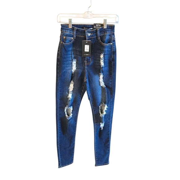 Fashion Nova Distressed Indigo Skinny Jeans - Picture 2 of 9